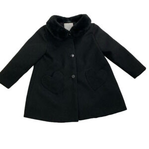Gymboree Black Dress Coat with Faux Fur  Collar